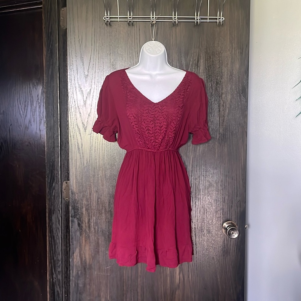 Burgundy dress, XL by SHEIN